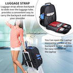 SHRRADOO Extra Large 50L Travel Laptop Backpack with combination lock, College Backpack Airline Approved Business Work Bag Fit 17 Inch Laptops for Men Women,Blue