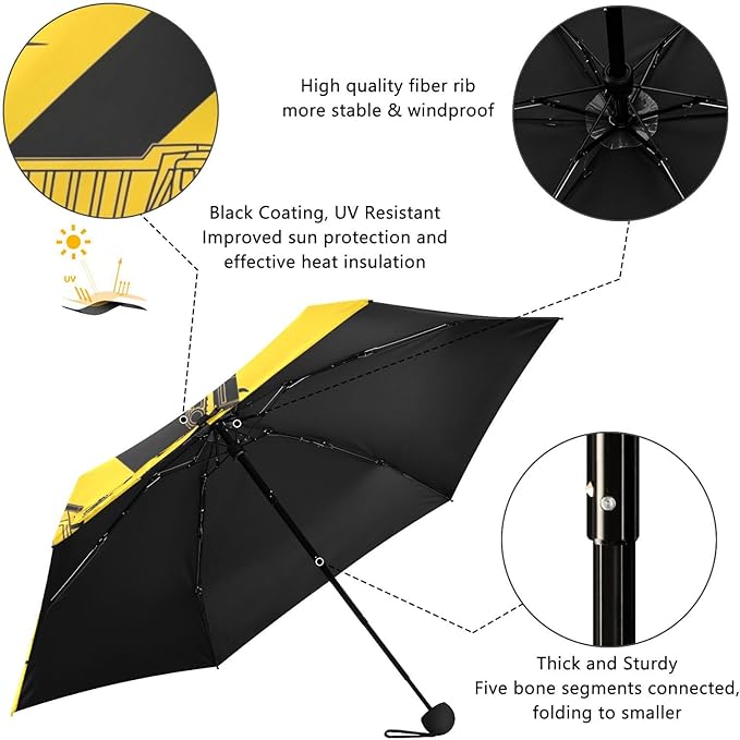 Cowboy Boots Pattern Umbrellas for Rain Windproof Small Folding Compact Mini Travel Umbrella for Purse Lightweight Portable Pocket for Women