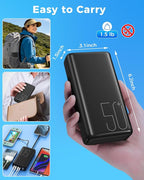 51000mAh Portable Charger with Built-in USB-C & Lightning Cables, 22.5W Fast Charging Power Bank, High Capacity Battery Pack for iPhone, Samsung, Android, Travel, Camping