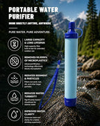 Water Filter, Portable Water Filter Straw, Emergency Survival Filtration System, Lightweight Personal Water Purifier, Includes 480ml Reservoir & Tube, for Hiking, Camping, Travel (2)