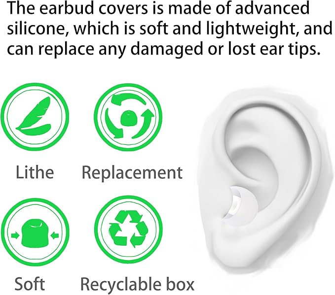 Earbud Replacement Tips Silicone Earbud Tips Ear Bud Covers Fit Most in-Ear Earbuds(Inner Hole 3.8mm -5.1mm) Headphone Ear Tips 18 Pairs S M L