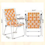Folding Patio Lawn Webbed Chair Set of 2, Portable Outdoor Beach Chair for Adults, Camping Chair Steel Frame 300lbs Capacity for Yard, Garden Dining, Party, Picnic, 20.7" Seat Width