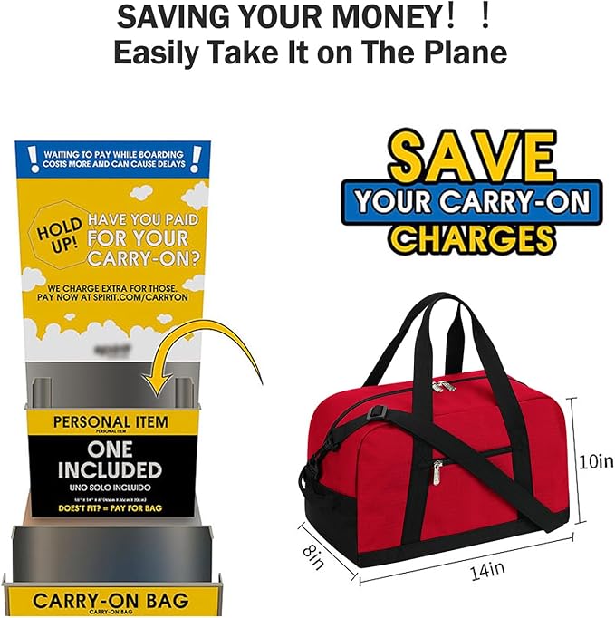 Apenze Small Gym Bag 14 inch lightweight Carry On Mini Duffel Bag for Travel Sport - Red