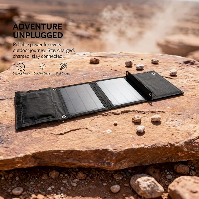 28W Foldable Monocrystalline Silicon Solar Panel Charger, Portable Photovoltaic Board for Cell Phone, Tablet, Outdoor Camping, Travel, Hiking