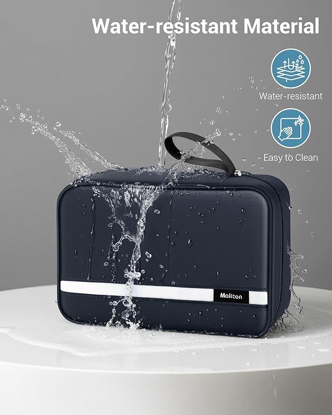 Maliton Toiletry Bag for Men & Women Travel Toiletry Bag Hanging Toiletry Bag Hygiene Organizer with 4 Compartments Waterproof Bathroom Shower Bag Large Toiletries Travel Bag(Black (Navy Blue)