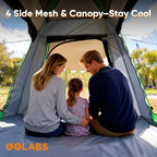 Golabs Pop Up Camping Tent for 2/3/4 Person, 1-Min Setup by Pre-Attached Pole, 4 Side Mesh& Door for View/Airflow, CT2 Instant Canopy Tent with PU1500mm Waterproof, for Outdoor/Camping/Music Festivals
