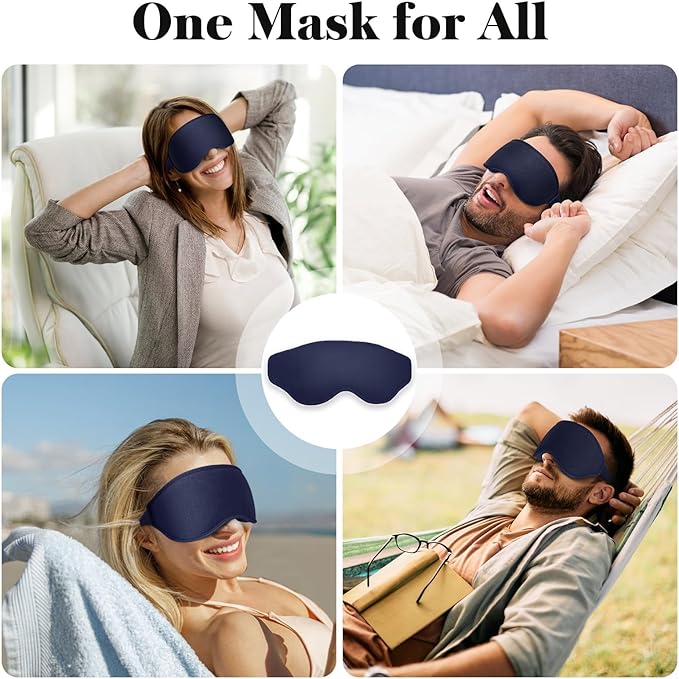Fygrip 3D Eye Mask Sleep Mask for Men & Women, 100% Pressure-Free & Light Block-Out Eye Mask for Sleep with Easy Adjustable Strap, Night Eye Cover for Travel, Blue