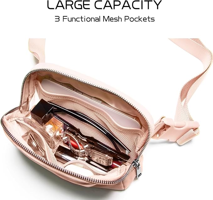 Belt Bag Fanny Pack Crossbody Bags for Women Fashion Waist Packs with Adjustable Strap Gifts for Women Men Teen Girls (Coral Pink)
