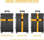 Luggage Straps for Suitcases TSA Approved Travel Belt 8 Pack by Chelmon (Yellow)
