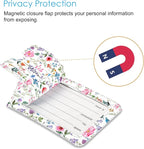Fintie Luggage Tags, Privacy Cover ID Label with Stainless Steel Loop and Address Card for Travel Bag Suitcase, Polychrome Blooms (2 Piece)