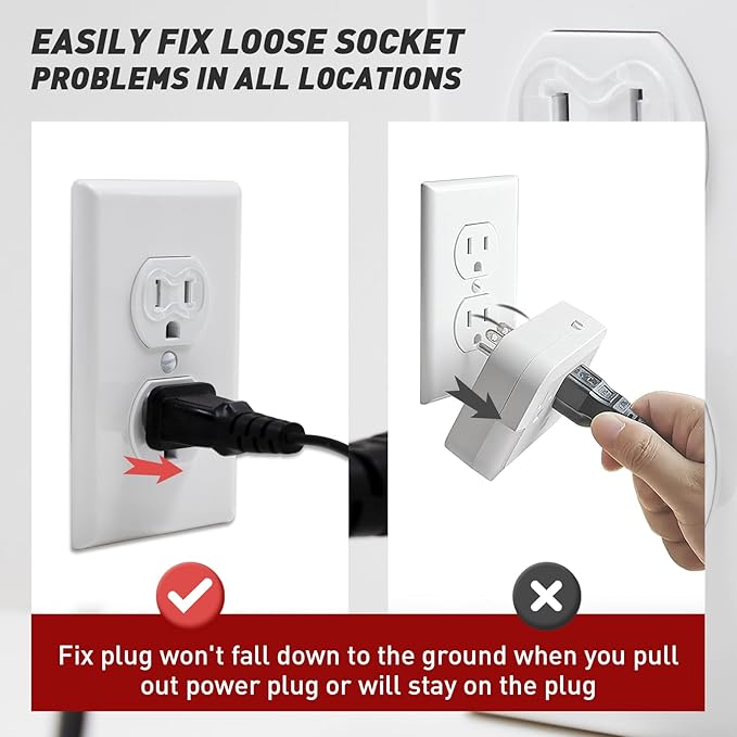 15-Pack Loose Outlet Fix Plug - Ensure Secure Connection for Power Plugs - Socket Extender Prevents Loose Socket Issues - Easily Fix Loose Outlets - Won't Fall Out or Cut Off Electricity