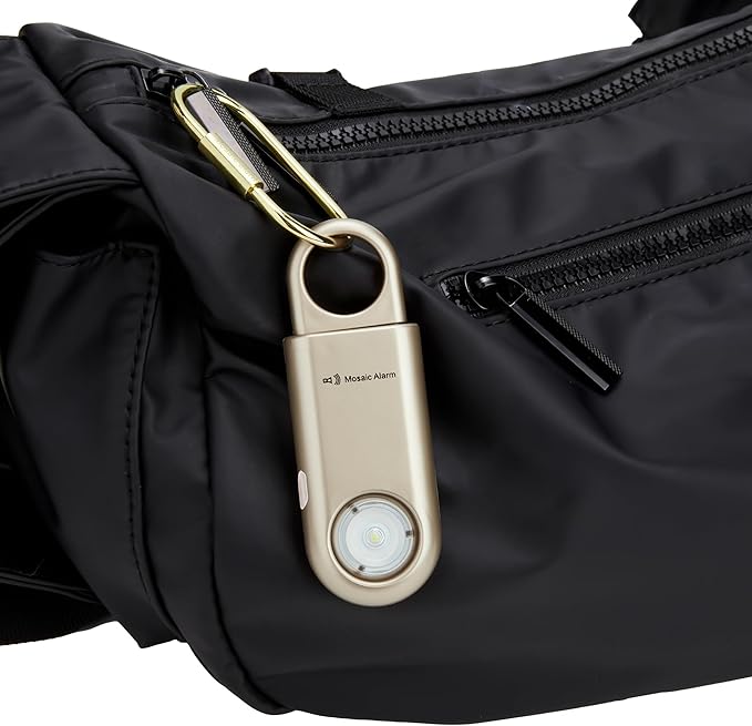 135dB Rechargeable Personal Safety Alarm Strobe Light Flashlight Keychain Siren for Women, Girls, College, School Students Emergency SOS Alerts Loud Sound Hiking Alarm Torchlight Bear Deterrent. Gold