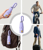 Mini Travel Umbrella with Carabiner Handle UPF 50+ Sun & Rain Protection Portable Manual Open Close Windproof Umbrella Small Compact Portable Parasol for Commuter Kids Women Men