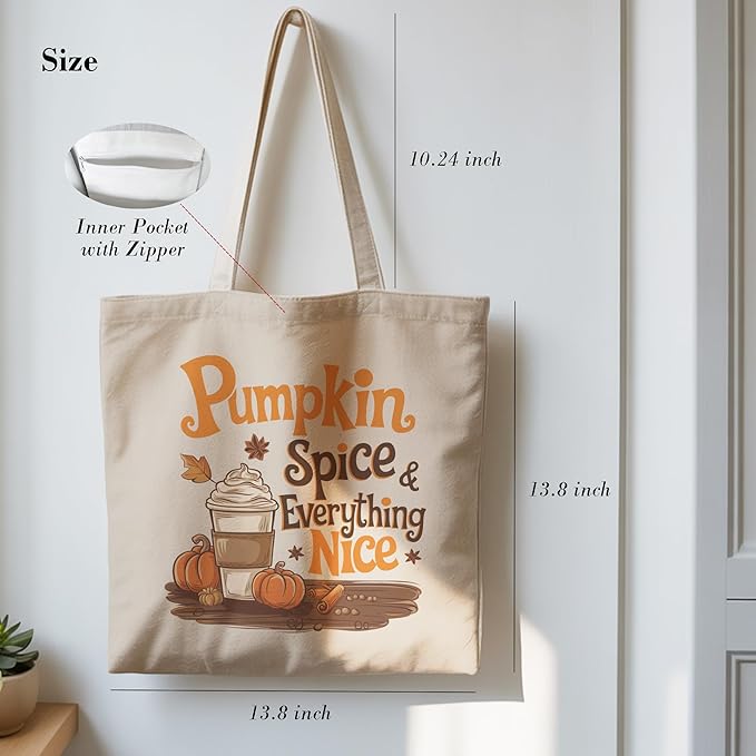 Aesthetic Canvas Tote Bag, Cute Reusable Bags for Women with Inner Pocket