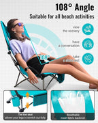 KingCamp Low Beach Chair, High Back Folding Camping Chair for Adults, Oversized Breathable Mesh Seat, 300lbs Heavy Duty Portable Chair with Cup Holder & Storage Pockets for Beach, Outdoor