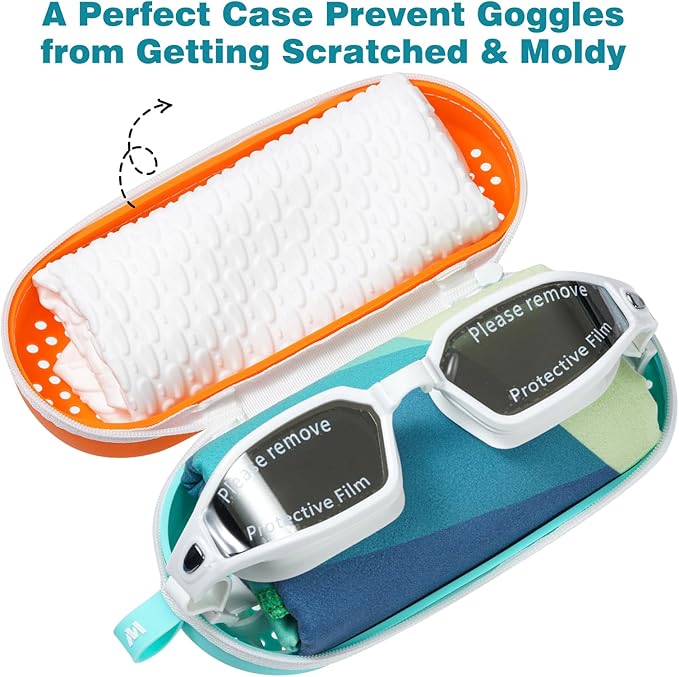 Swim Goggle Case For Swimming Goggles, Swimmer Gifts for Kids Teens Adults, Silicone Cases with Drain Hole