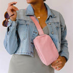 YOSHUYUKI Fanny Pack Crossbody Bag Trendy Waterproof Small Sling Cross Body Purse for Women Men Fashion Waist Packs Mini Belt Pouch Chest Bum Hip Bag Lulu Dupes for Travel Vacation Running Pink