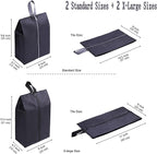 YAMIU Travel Shoe Bags Set of 4 Waterproof Nylon with Zipper for Men & Women, Black
