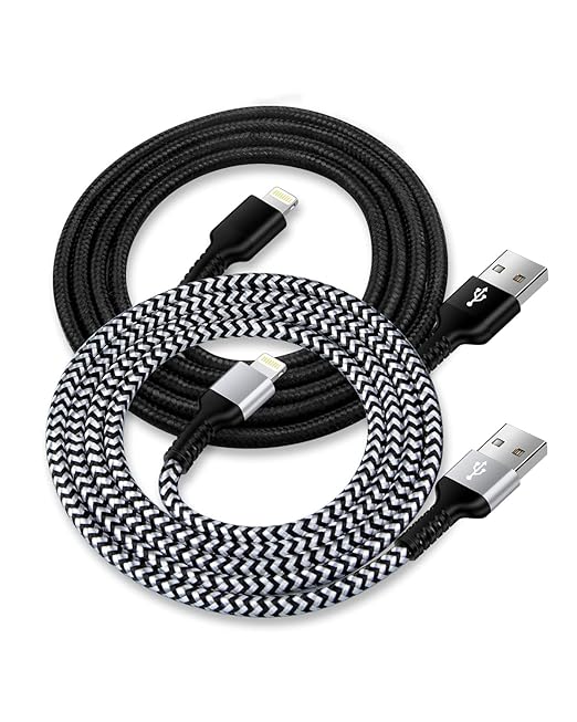 2Pack/10Ft USB to Lightning Cables, Braided iPhone Charger Wire, Apple Certified Fast Charging Power Cord for iPhone 14 13 Pro Max 12 11 Mini SE 10 XR XS X 8 Plus 7 6 6s, Lightening Chord Quick Charge