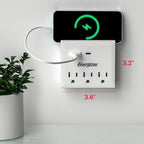 Energizer Multi Plug Wall Outlet Extender (3 AC Power Outlets, 1 Type C Port, 1 USB A Port - 2.1A Total) Grounded Power Strip Expander