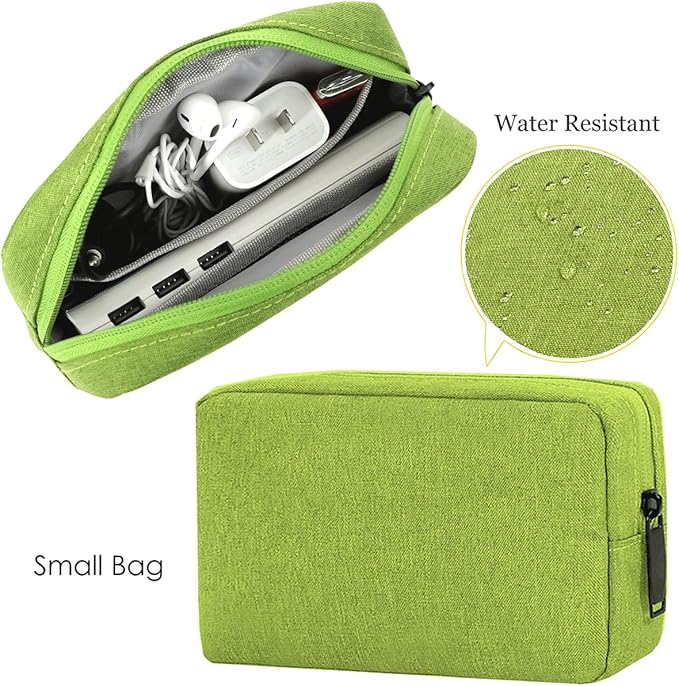 CAAORDKSO Electronic Organizer Travel Cable Accessories Case, Electronic Organizer Bag, Electronic Accessories Organizer Pouch for Cable, Cord, Charger, Phone, Power Bank, Earphone (Small-Green)