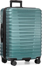 U.S. Traveler Boren Expandable Hardside Rugged Travel Luggage with 8 Spinner Wheels, Teal, Checked-Medium 26-Inch