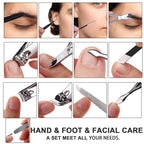FAMILIFE Nail Kit, Professional Manicure Set Manicure Kit Nail Clipper Set, 13 in 1 Stainless Steel Pedicure Sets Clipper Tool, Men Grooming Tool with Portable Black Leather Travel Case for Him