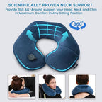 Keemall Travel Neck Pillow for Airplane, Compact Inflatable Neck Pillow for Traveling Long Flights, Adjust Firmness Neck Suport Pillow for Sleeping Plane Head Rest for Travel Accessories,Deep Blue
