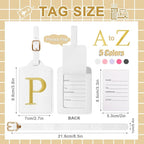 Personalized Initial Luggage Tags for Suitcase TSA Approved, White Leather Cute Luggage Tag with Privacy Cover Name Card, Embroidered Custom Luggage Tags Travel Baggage Tags Gifts for Women Kids(P)