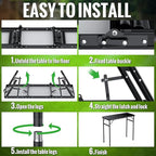 GARLLEN Folding Camping Table, 3 Adjustable Height Lightweight Folding Picnic Table, Aluminum Portable Foldable Outdoor Table for Grill, Camping, Grill, Threaded Install, 35.4" L x 15.7" W, Black