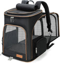 Lekereise Cat Backpack Carrier for Small Dogs and Medium Cat Puppy Kitten Bunny Pet Carrier Backpack Collapsible with Fully Ventilated Mesh with Safety Leash(Black)