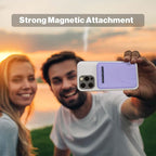 AOGUERBE for Magsafe Power Bank, 10000mAh Foldable Magnetic Battery Pack with LED Display, 3 in 1 Wireless Portable Charger with 22.5W Fast Charging for iPhone 17/16/15/14/13/12 Series-Lilac