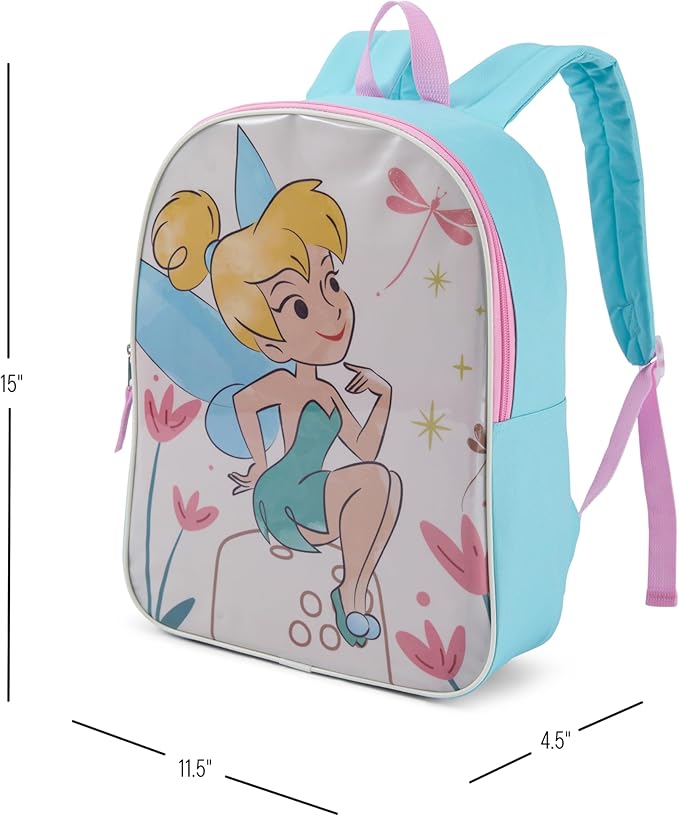 Disney Tinkerbelle Backpack for Kids - Cute & Durable Kids Backpack for Girls with Padded Straps & Zip Compartment - Ideal Toddler Bookbag for School & Travel - 15”
