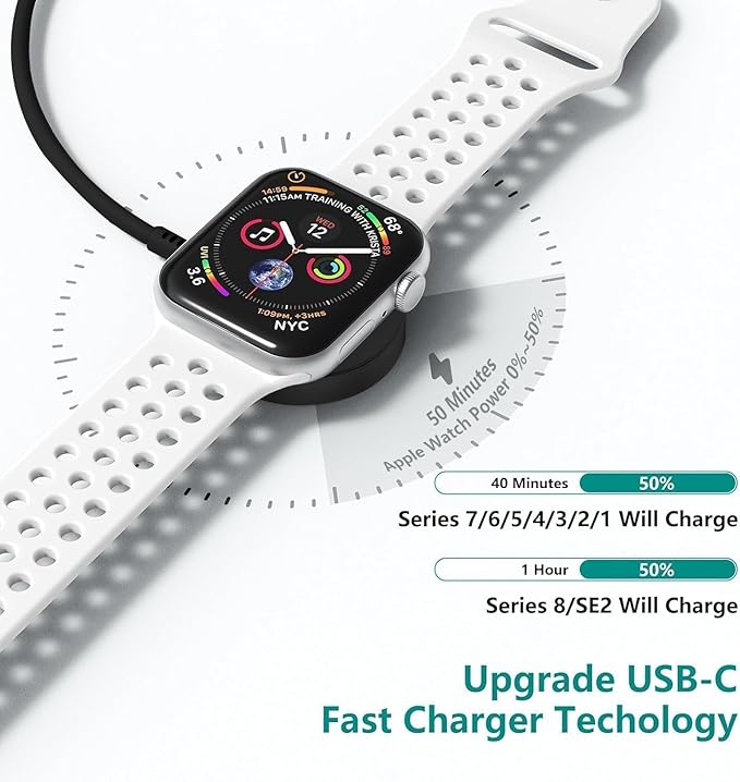 USB C Apple Watch Charger,[MFi Certified] iPhone Fast Magnetic iWatch Charger 6ft USB C Charging Cable Cord Long and Type C Wall Charger Block for Apple Watch Series 11/10/9/Ultra/8/7/SE/SE2/6/5/4/3/2