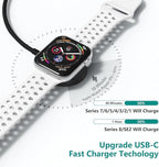 USB C Apple Watch Charger,[MFi Certified] iPhone Fast Magnetic iWatch Charger 6ft USB C Charging Cable Cord Long and Type C Wall Charger Block for Apple Watch Series 11/10/9/Ultra/8/7/SE/SE2/6/5/4/3/2