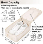 tianzong Travel Shoe Bag with Handle Holds 2 Pairs of Shoes, Shoe Packing Cubes for Travel (Beige, 2 Pack)