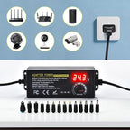 Universal Power Supply Adjustable 72w DC 3V ~ 24V Variable Switching 100V-240V AC/DC Adapter with Volt Display,14pcs Tips,4-Way Power Splitter Cable,Test Lead, Polarity Converter