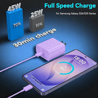 45W Super Fast Charger USB C Android Phone Type C Charger Fast Charging Block with 6.6FT Cord for Samsung Galaxy S26/S26 Ultra/S26+/S25 Ultra/S25/S24 Ultra/S24/S23 Ultra/S22/S21/S20/Note 10, Purple