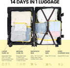 PFEYRPK Lightweight Compression Packing Cubes for Suitcases, Compressible Expandable Travel Packing Organizer with Clear Toiletries and Backpack Bag, Travel Essentials for Carry on Luggage 7 Set