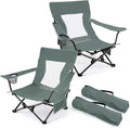 Joyfair Beach Camping Chair (2 Pack), Outdoor Folding Lawn Chair for Adults, Heavy Duty Portable Chair with Armrest for Outside Fishing, Sport, Patio, Cup Holder & Storage Pocket, Carry Bag (Grey)
