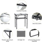 Anbte Folding Camping Table with Storage Net, 3 Adjustable Height Max 27.5" Aluminum Small Folding Table, Portable Table with Carry Handle, Lightweight, for Outdoor Indoor Travel Camping Picnic