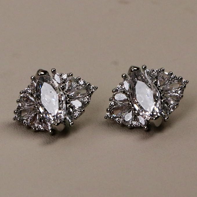 Bow Rhinestone for Clip on Earbuds Open Ear Accessories, Removable Exquisite DIY Decoration (Style F - Silver Bow)
