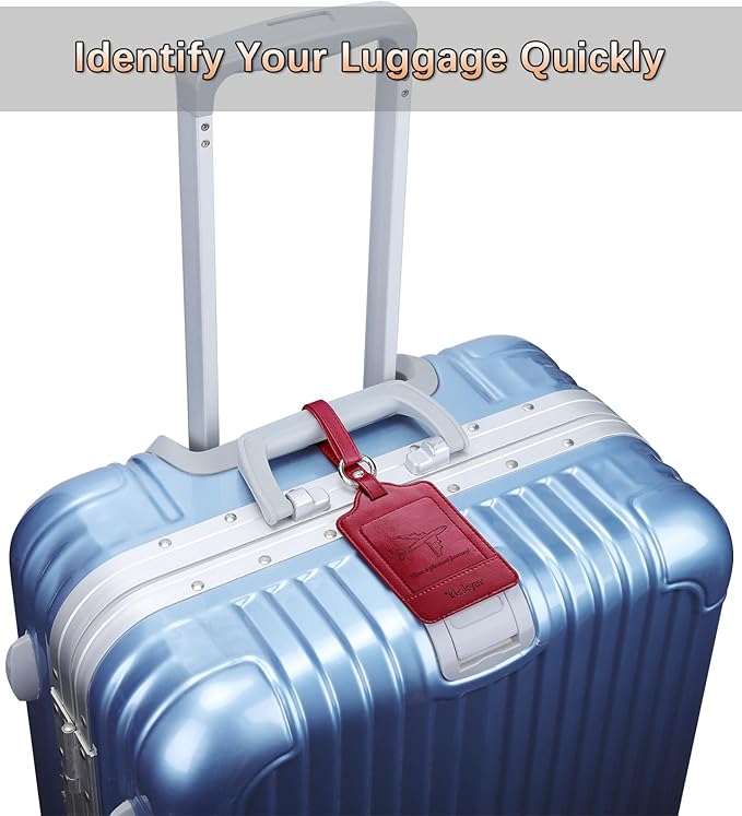 Teskyer Luggage Tags, 3 Pack Premium PU Leather Luggage Tags Privacy Protection Travel Bag Labels Suitcase Tags