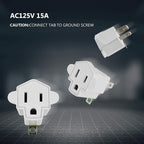 3 Prong to 2 Prong Polarized Grounding Adapter Wall Outlet Converter, JACKYLED 3-Prong Adapter Converter Fireproof Material 392℉ Resistant Heavy Duty for Household, Electrical, Indoor Use Only, 6 Pack