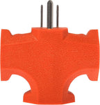 Projectpak 3 Outlet T Shaped Wall Plug Grounding Adapter Splitter Extender Triple Tap – Durable Grounded Power Tap | 3 Pack (Orange)