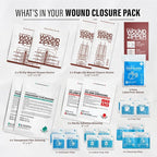 EVERLIT Wound Closure Pack | 4 Pcs Surgical Wound Zip Devices for Cut & Laceration Wound Repair | Sterile, Suture-Free, Stitch-Less Adhesive Butterfly Bandage Strips for Emergency First Aid Care