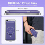 Magnetic 10000mAh Portable Charger for iWatch & iPhone, PD Fast Charging Wireless Power Bank Built-in Cables and Wall Plug, External Travel Battery Pack Compatible with iOS Android Phones