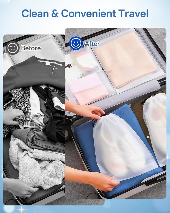 Teskyer 20 Pack Shoe Bags for Travel – Transparent, Waterproof, Portable Shoe Storage for Packing (15.7" x 11.8") – Travel Essentials for Men & Women