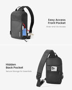 tomtoc 5L Compact Sling Backpack for Men Women, Lightweight Crossbody Shoulder Bag for 2026 11-inch iPad Air M4/M3, iPad Pro M5/M4, iPad A16, Nintendo Switch 2/Rog Xbox Ally X, EDC Daypack - XS Size