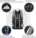 DUSLANG 17 Inch Laptop Backpack for Travel Water Resistant College Backpack for Men/Women Laptop Bag with USB Charging Port and Rain Cover,light grey
